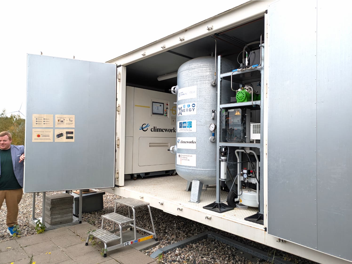 A direct air capture (DAC) unit at the Competence Center for Energy Transition (CC4E) in Hamburg, Germany. Photo: CLEW/Wettengel.