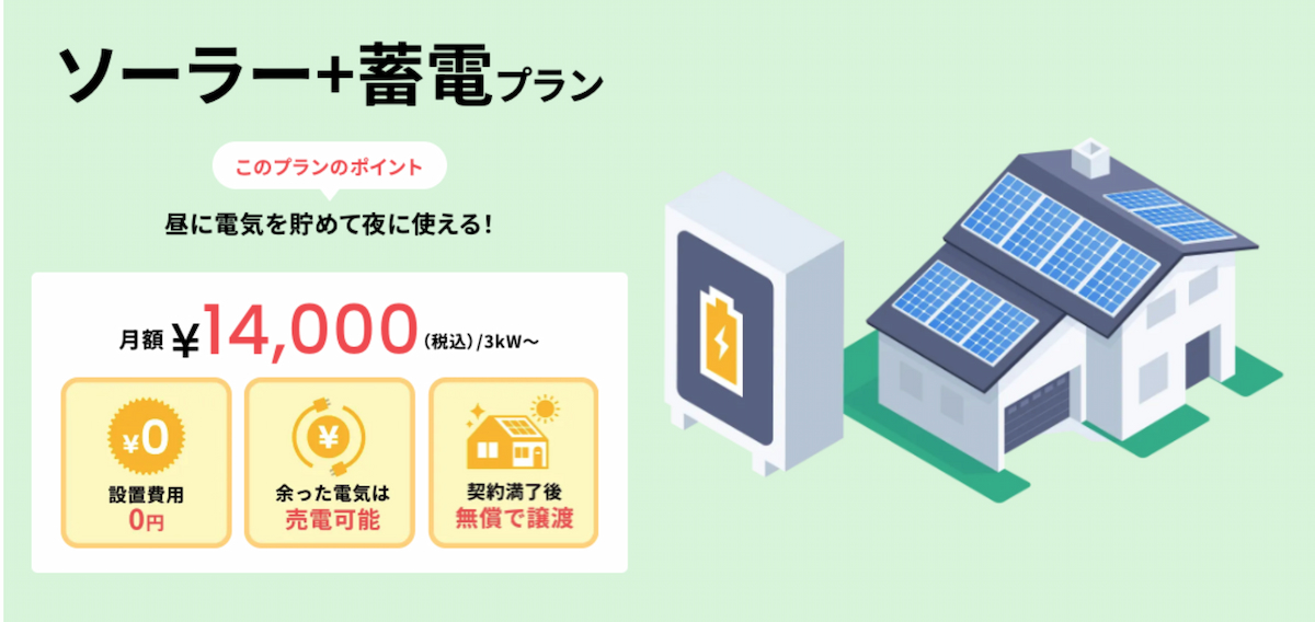 日本的零元太陽能+儲能，強調初期零成本，民眾就能加裝太陽能與蓄電池系統。（資料來源：蜂鳥太陽能 (ハチドリソーラー株式会社官網）