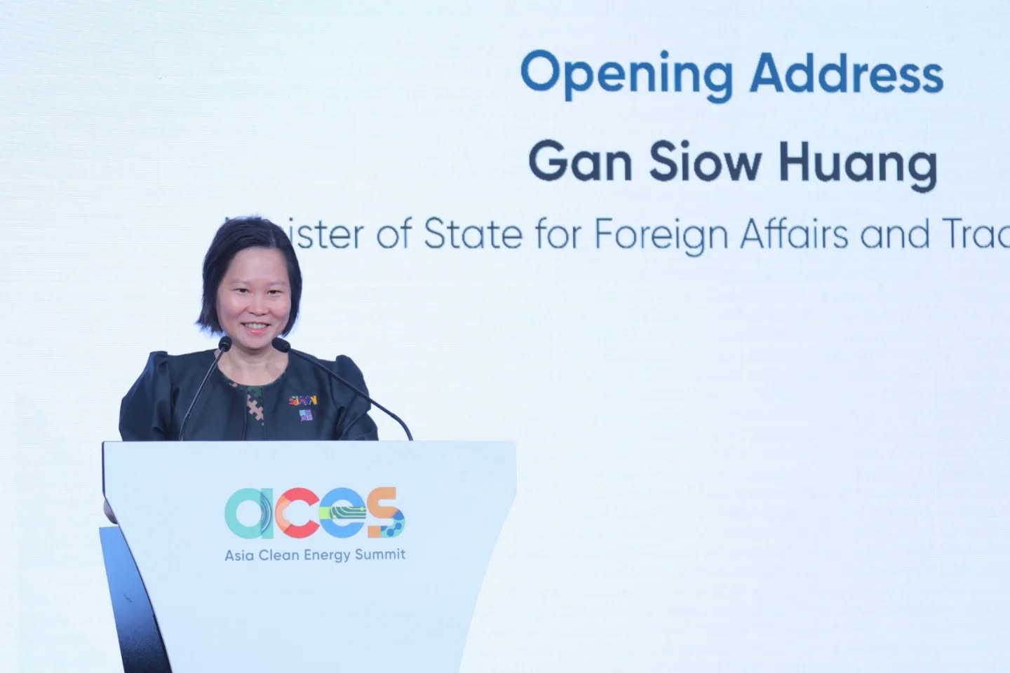 新加坡貿工部政務部長顏曉芳（Gan Siow Huang）近日宣布新再生能源與碳政策。（圖片來源：新加坡貿工部）