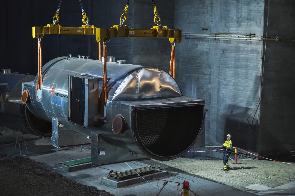 Placement of a waste heat recovery unit for the cement plant in Brevik. The waste heat is used to run the carbon capture unit of the plant. Source: Heidelberg Materials