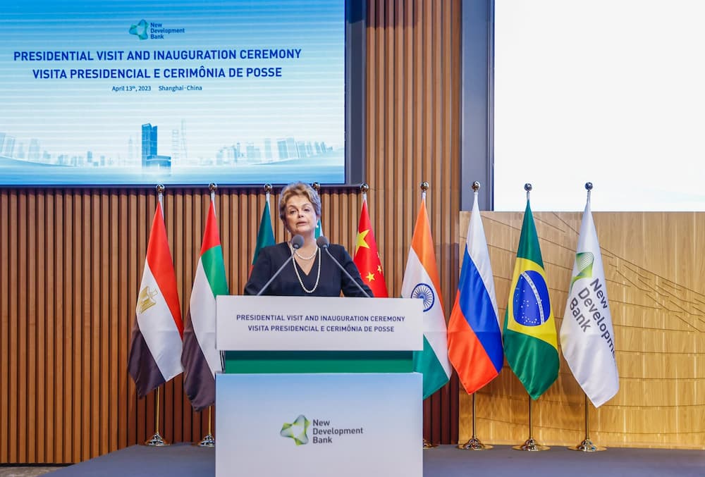Dilma Rousseff’s inauguration ceremony as president of the New Development Bank, in Shanghai, April 2023. Under Rousseff’s leadership, the bank has tried to close the financing gap for sustainable development and infrastructure (Image: Ricardo Stuckert / Palácio do Planalto, CC BY)  
