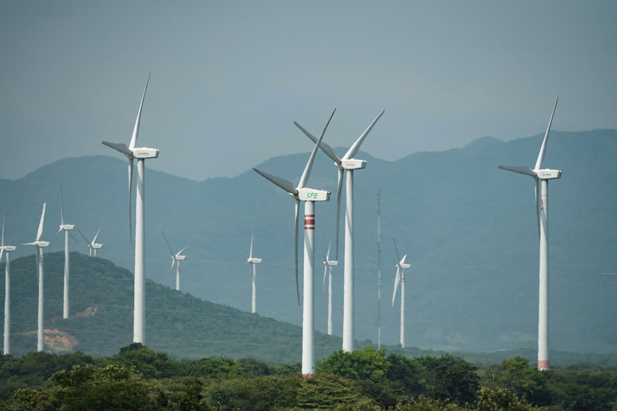 A windfarm, near La Ventosa, Oaxaca, in southern Mexico, owned by state-owned utility company FEC. A new constitutional reform package passed earlier this year opens the door to greater private investment in Mexico’s clean energy (Image: Jon G. Fuller / VWPics / Alamy)