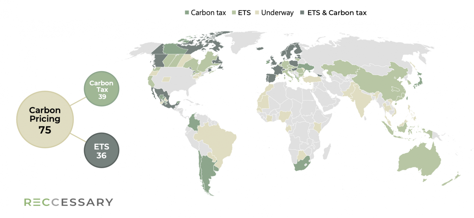 Global carbon pricing implementation regions, 2024
