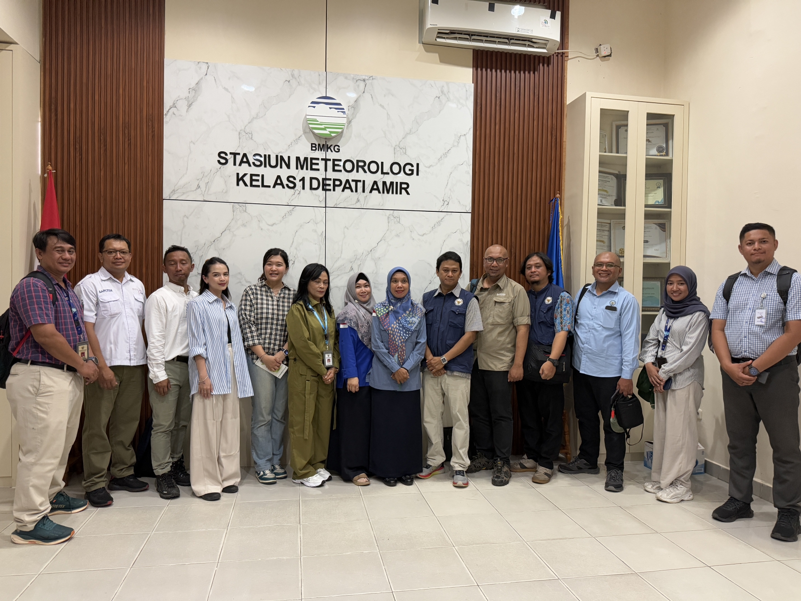 Representatives from Thorcon Power Indonesia (TPI) and BAPETEN at the Meteorology Station at the International Airport Pangkal Pinang. (Photo: Thorcon International)