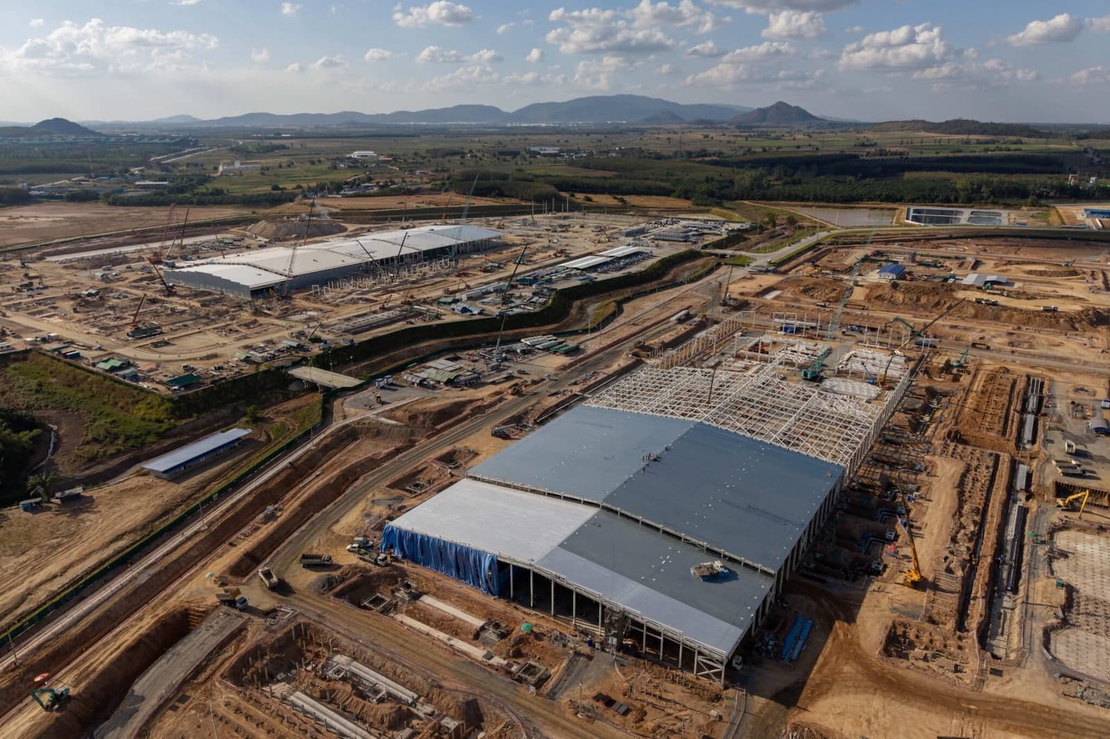 A data center under construction in Chonburi province, Thailand, that local residents say is being built to host Google and TikTok servers, is seen in December 2025. Photo by Andy Ball for Mongabay.
