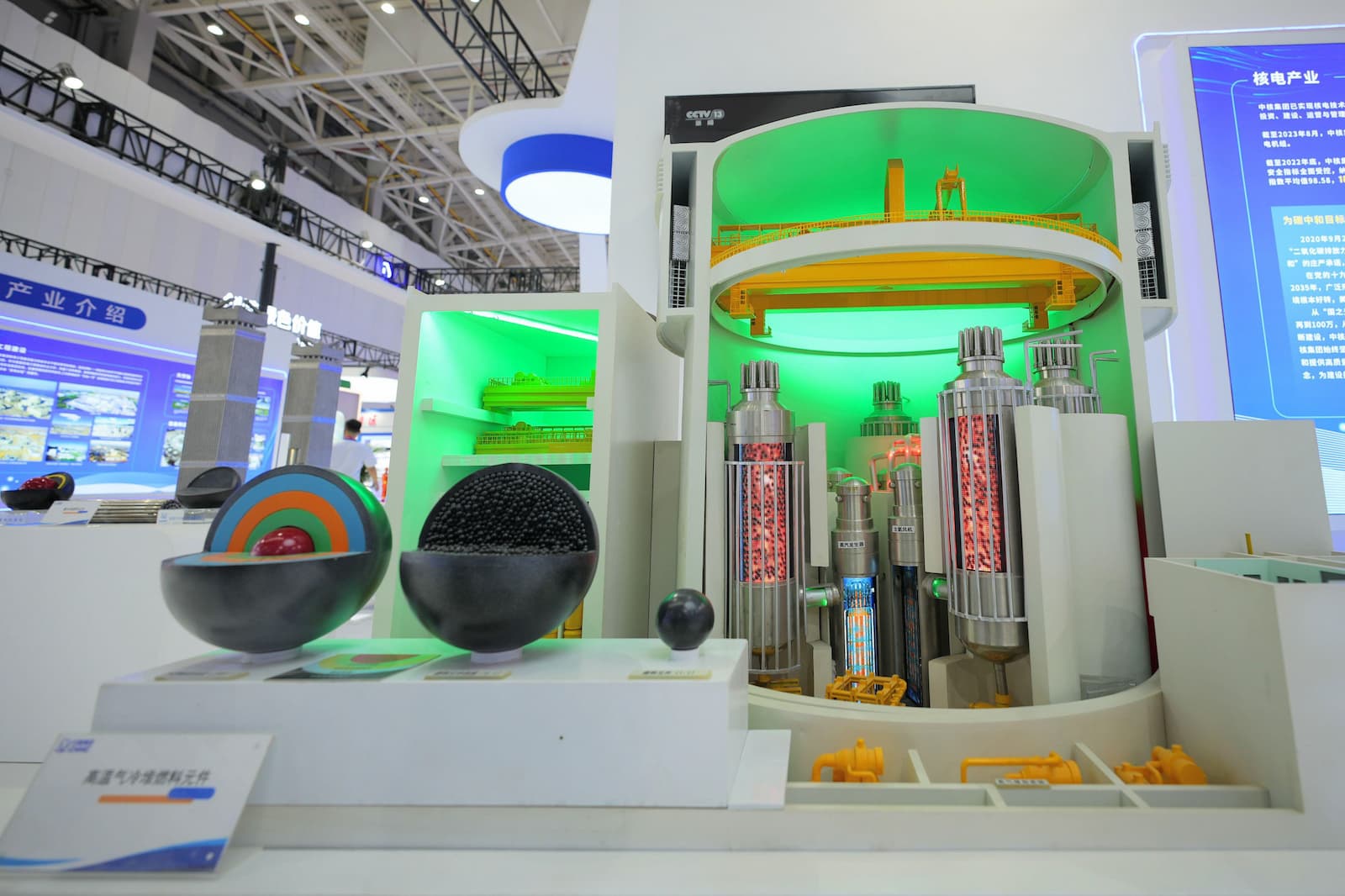 A model of a high-temperature gas-cooled reactor displayed at the 2023 China International Nuclear Power Industry and Equipment Expo in Yantai, Shandong (Image: Cynthia Lee / Alamy)